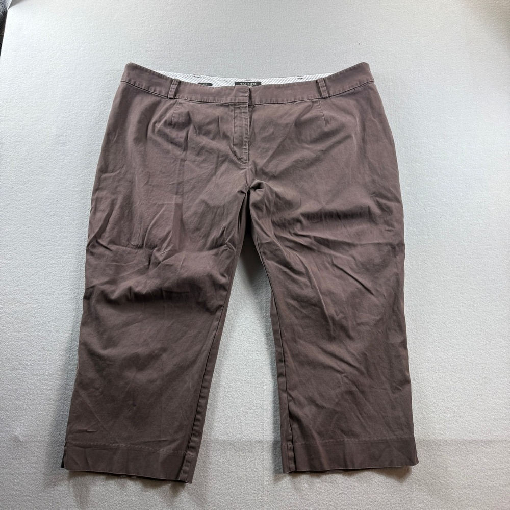 Talbots Crop Pants Women 22W Brown Heritage Stretch Chino‎ Capris